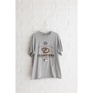 Vintage 2001 Dbacks World Series Champs Tee Lee Sport XL Gray MLB Baseball Shirt